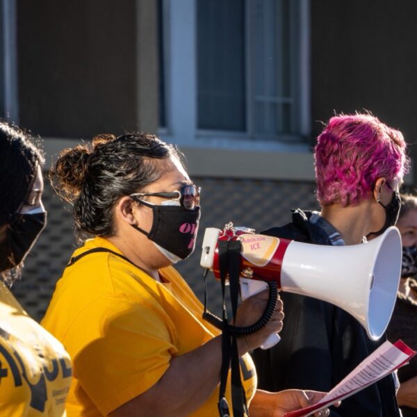 a person with megaphone